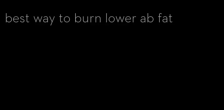 best way to burn lower ab fat