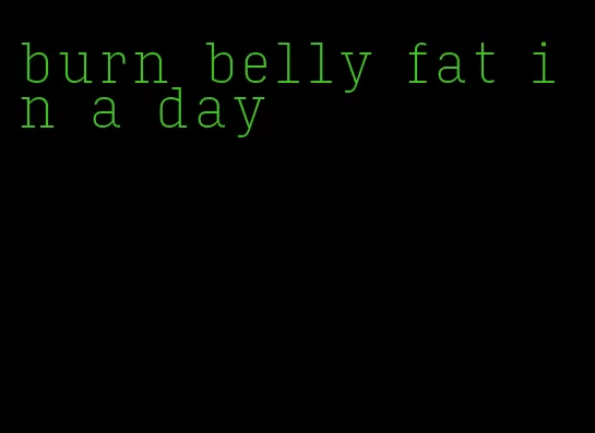 burn belly fat in a day