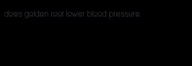 does golden root lower blood pressure