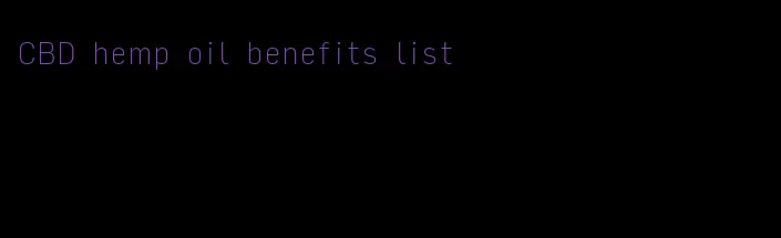 CBD hemp oil benefits list