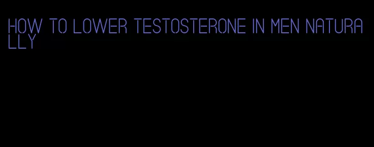 how to lower testosterone in men naturally