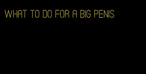 what to do for a big penis