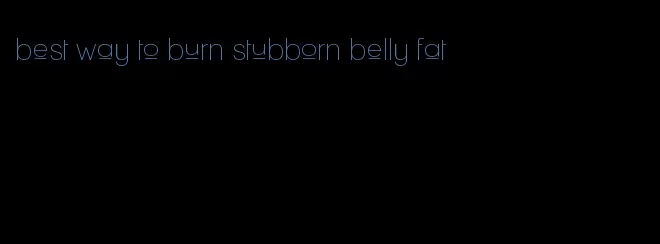 best way to burn stubborn belly fat